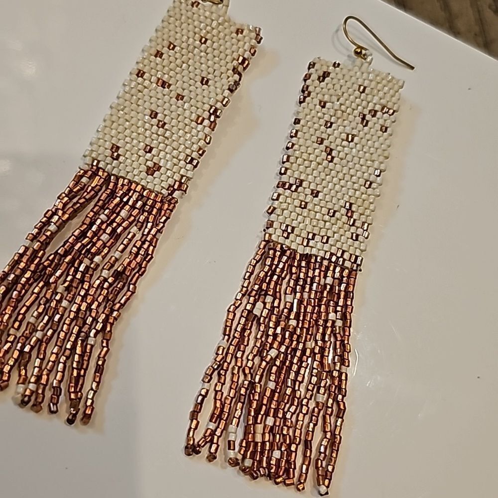 Beaded tassel earings - Picture 4 of 6